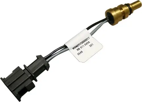 Sicherungssensor mit Kabelanschluss und Stecker von Bosch, hergestellt aus Metall und Kunststoff, mit einem Identifikationsetikett auf dem Kabel.